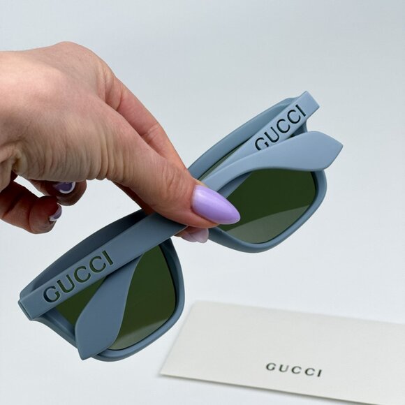 Gucci GG1571S 003 BRAND NEW Sunglasses Light Blue Green Unisex Square - Picture 4 of 12